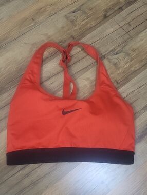 NIKE Black Orange Dri-Fit Adjusable Strap Padded Sports Bra